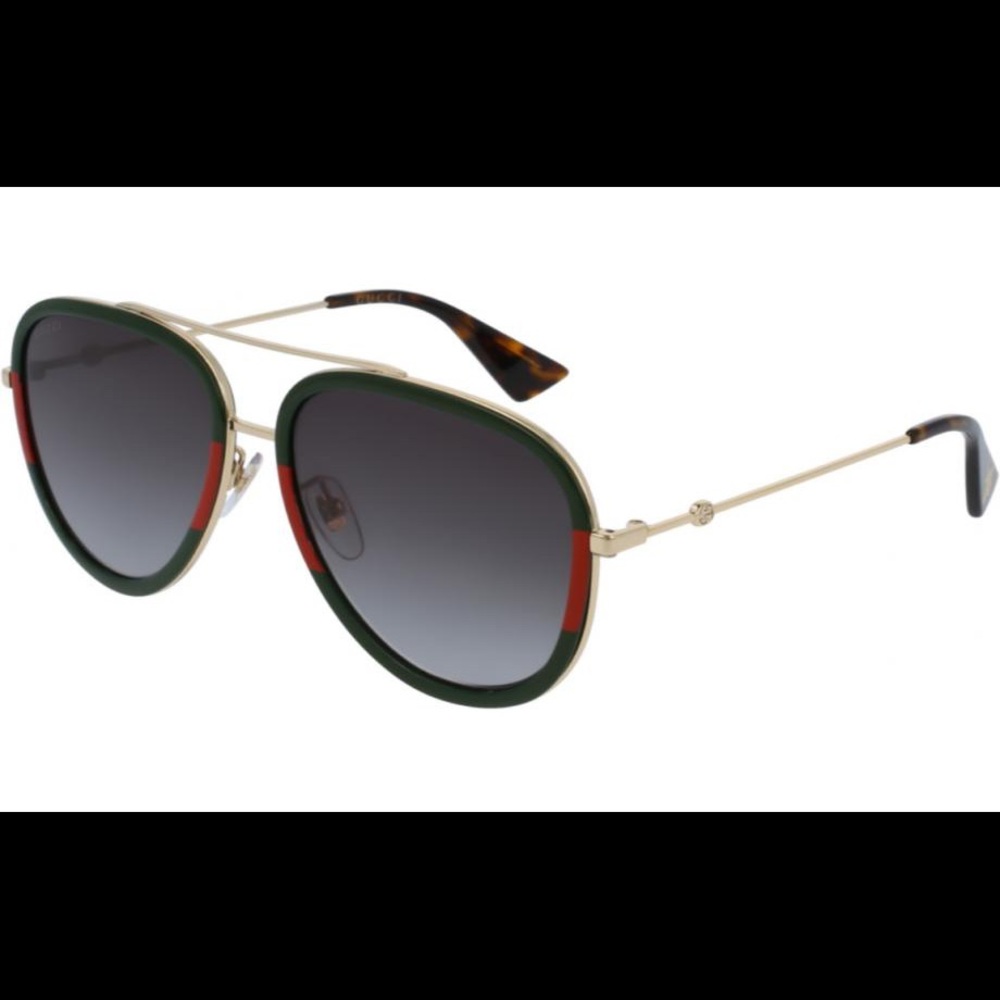 Gucci Aviator gold metal sunglasses with case
